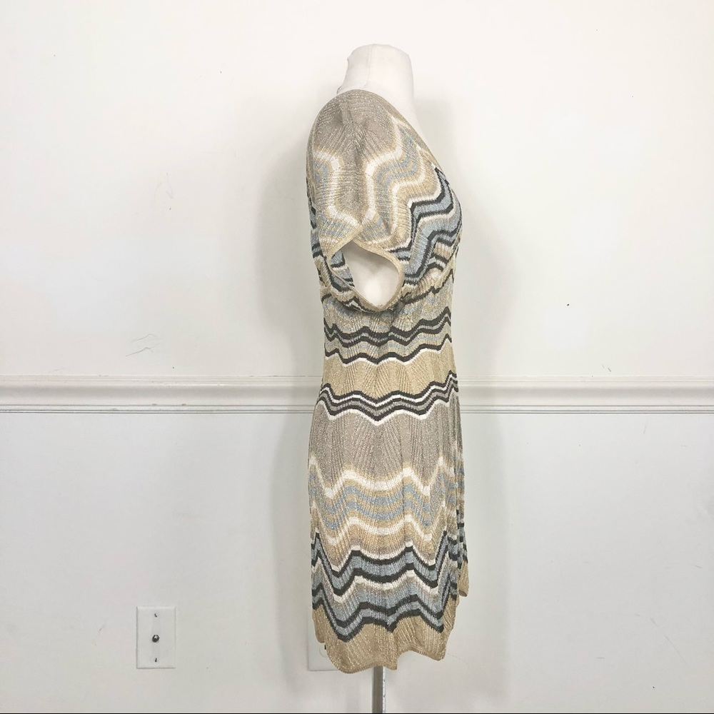 Missoni ITALY Gold striped tunic top Deep V neck - Picture 5 of 8